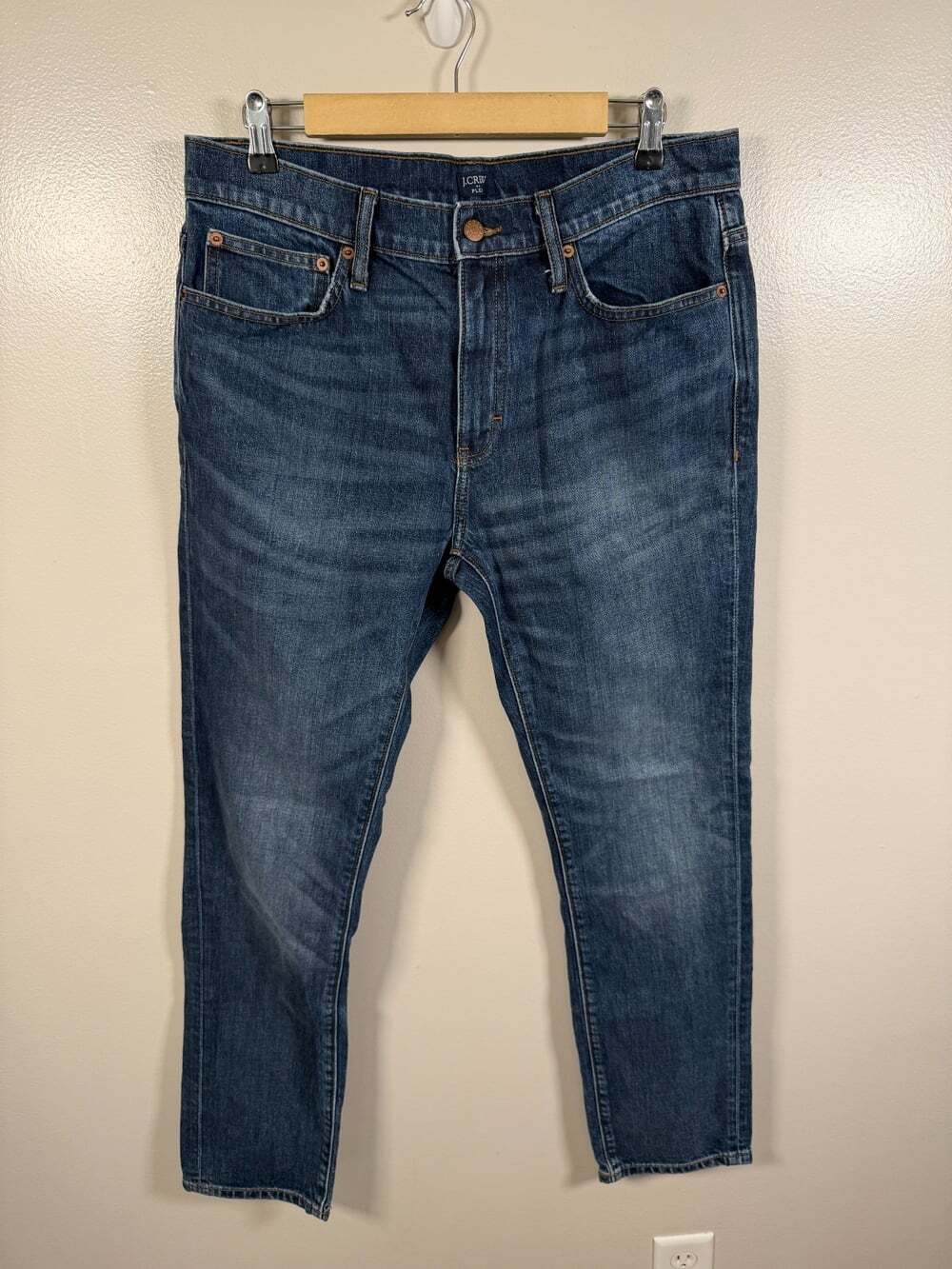 J.Crew Slim Fit Jeans 34x32 Men Vintage Flex Blue Denim Tapered Dark Wash AZ870